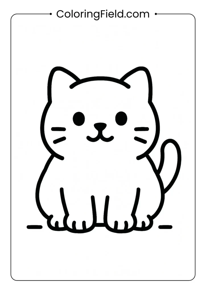 Round chubby kitten sitting.