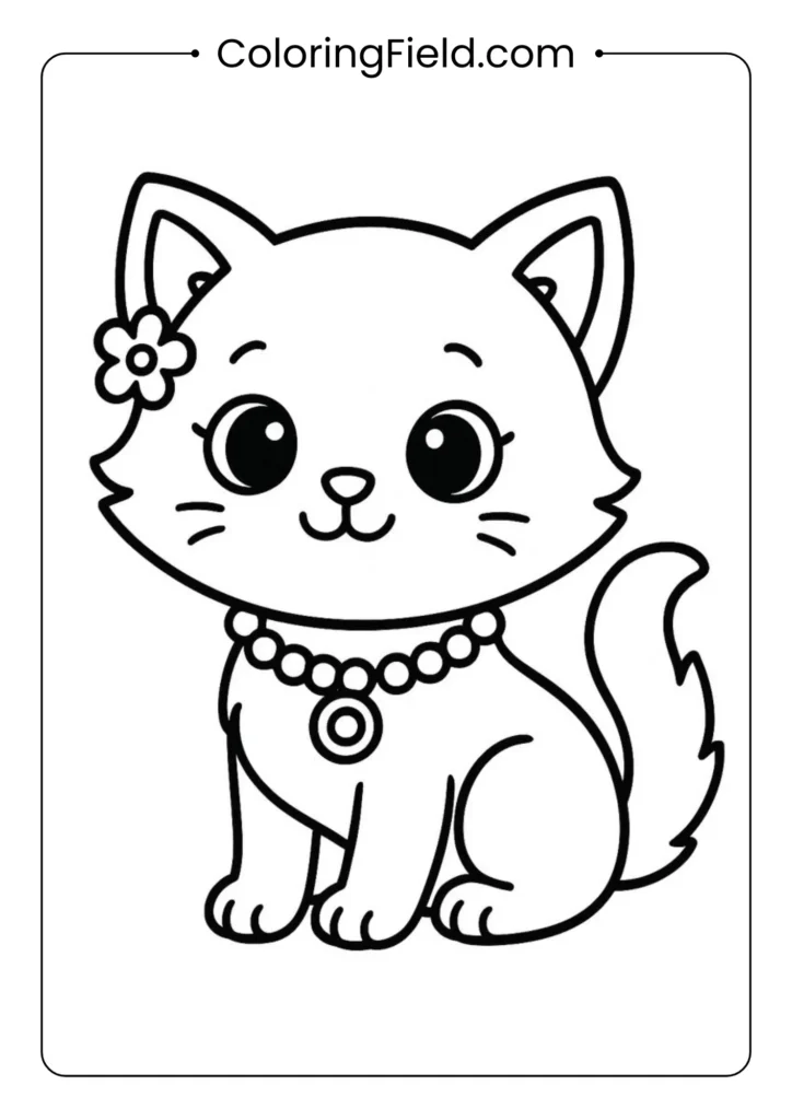 Cute kitten wearing a necklace.