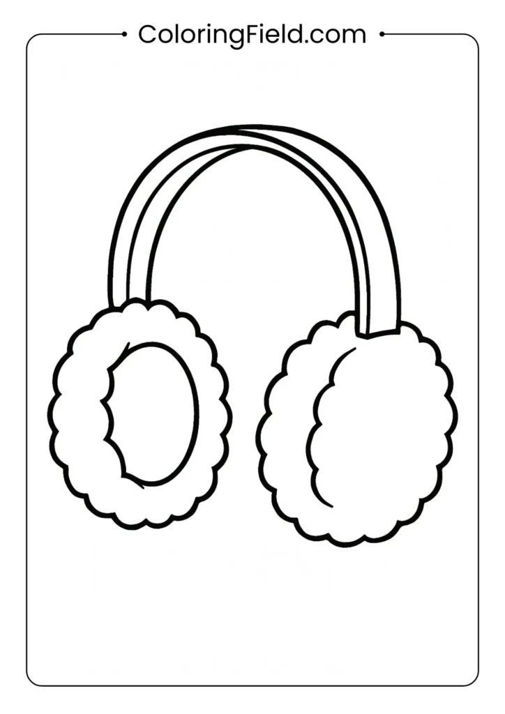 Earmuffs coloring page with fluffy padding and adjustable headband