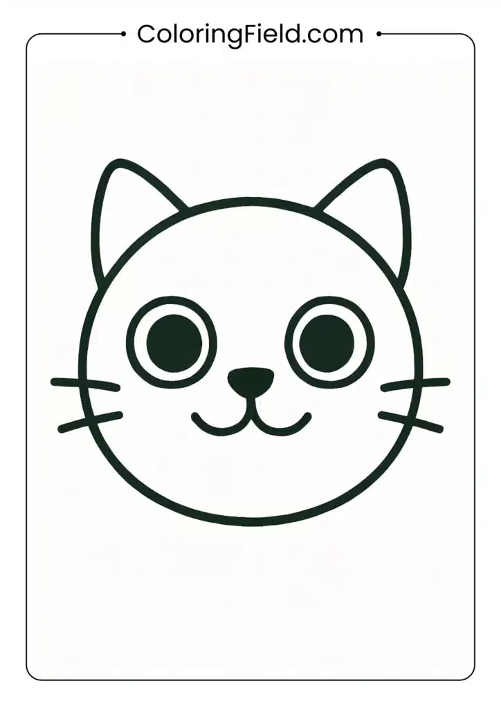 Smiling kitten face outline.
