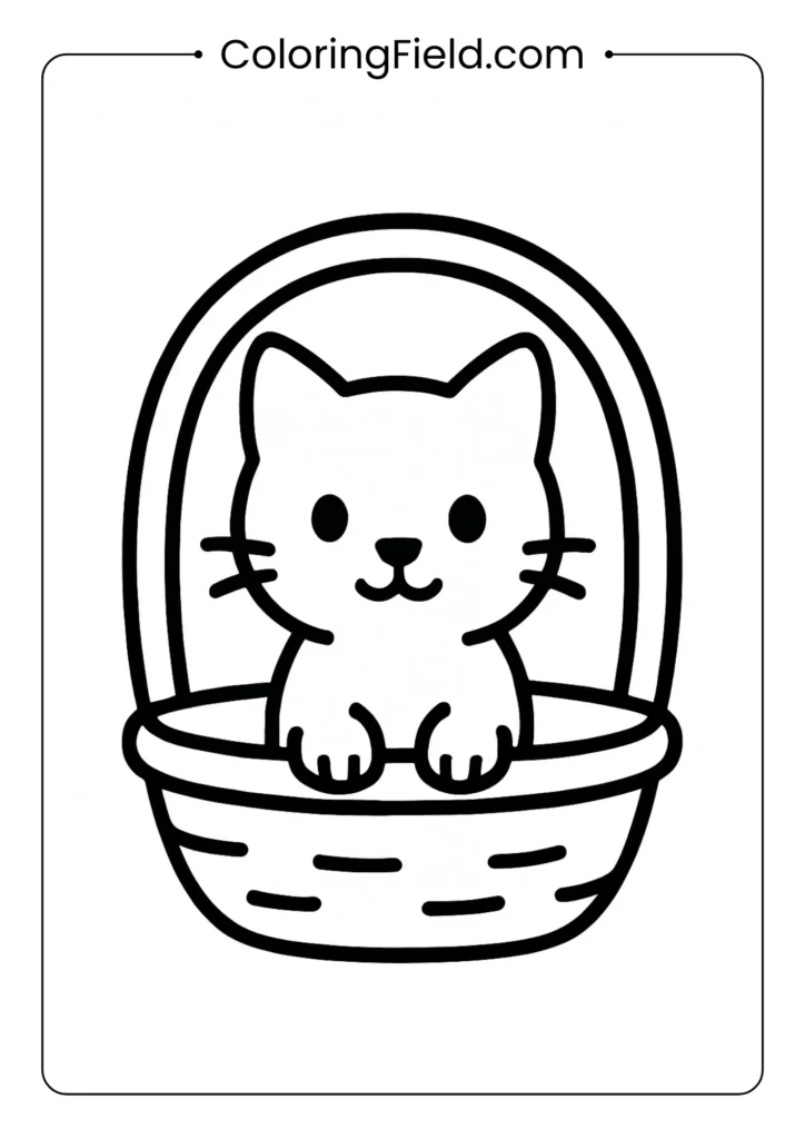 Kitten sitting in basic basket