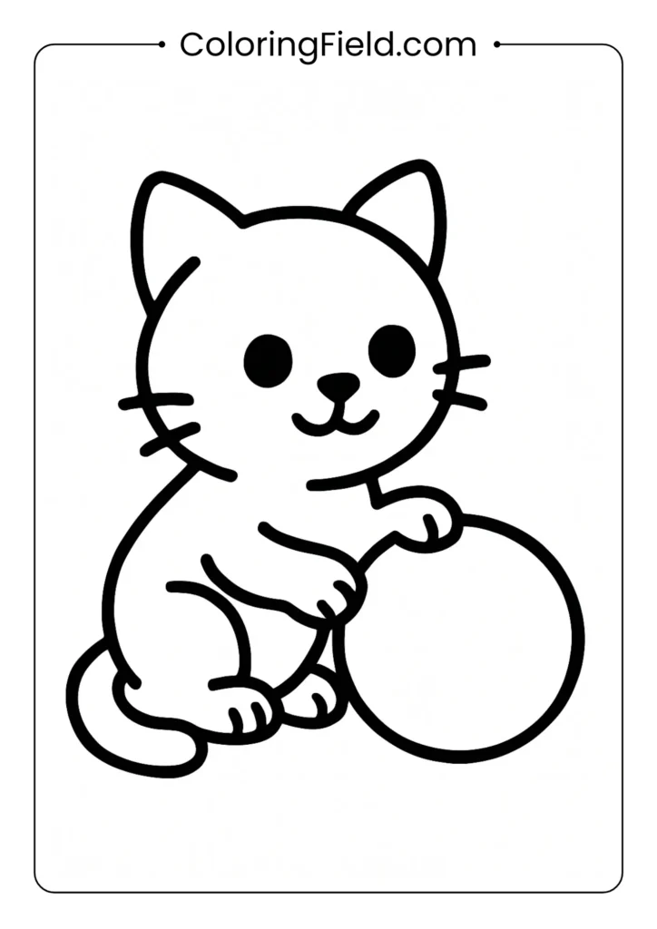 Kitten playing with a ball.