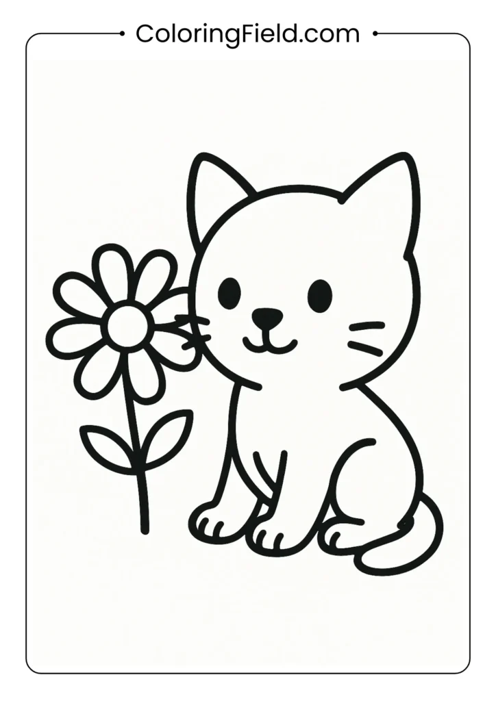 Kitten with a big daisy flower.