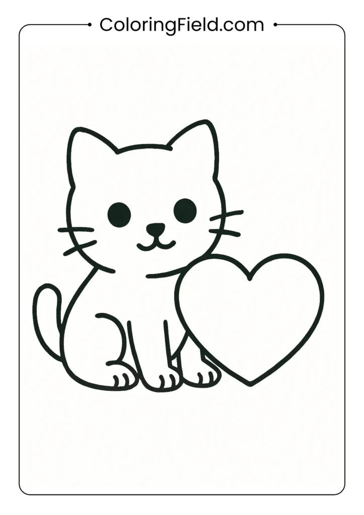 Kitten holding a heart.