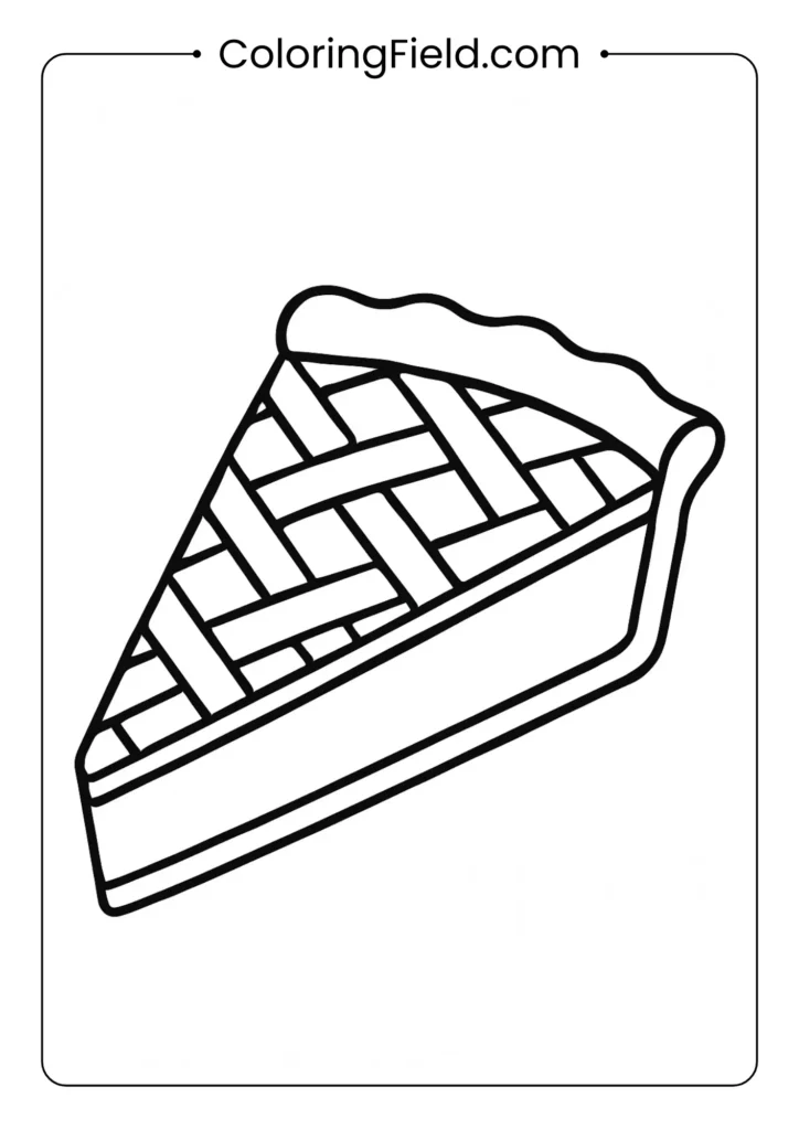 Pie slice coloring page with lattice crust showing diamond pattern