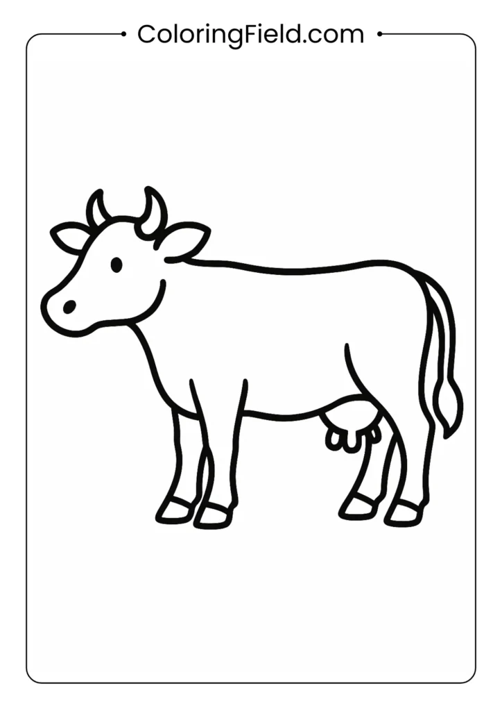 Basic cow silhouette outline with thick lines perfect for beginning colorists