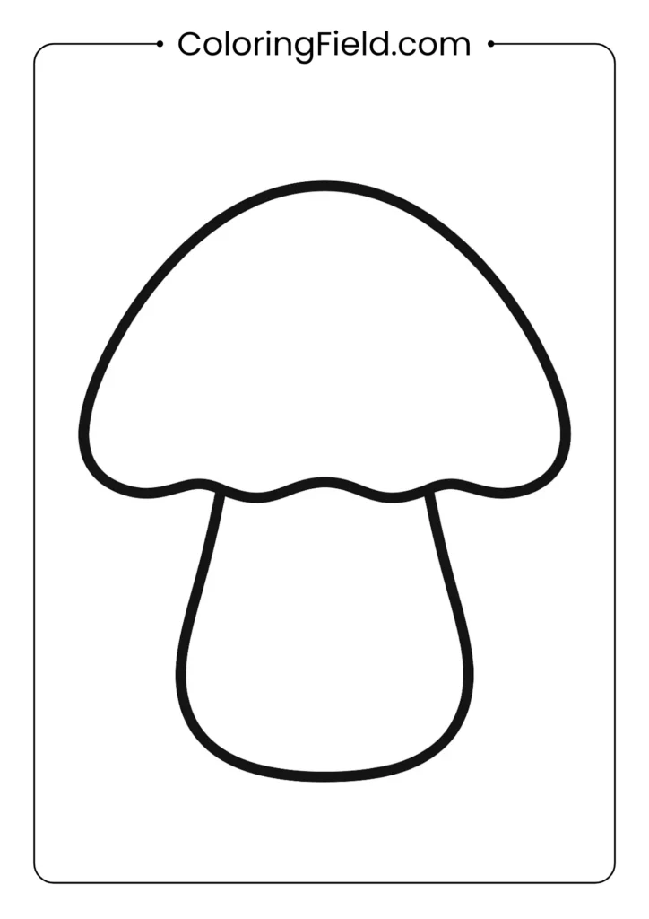 Basic simple mushroom with cap and stem for toddlers coloring page