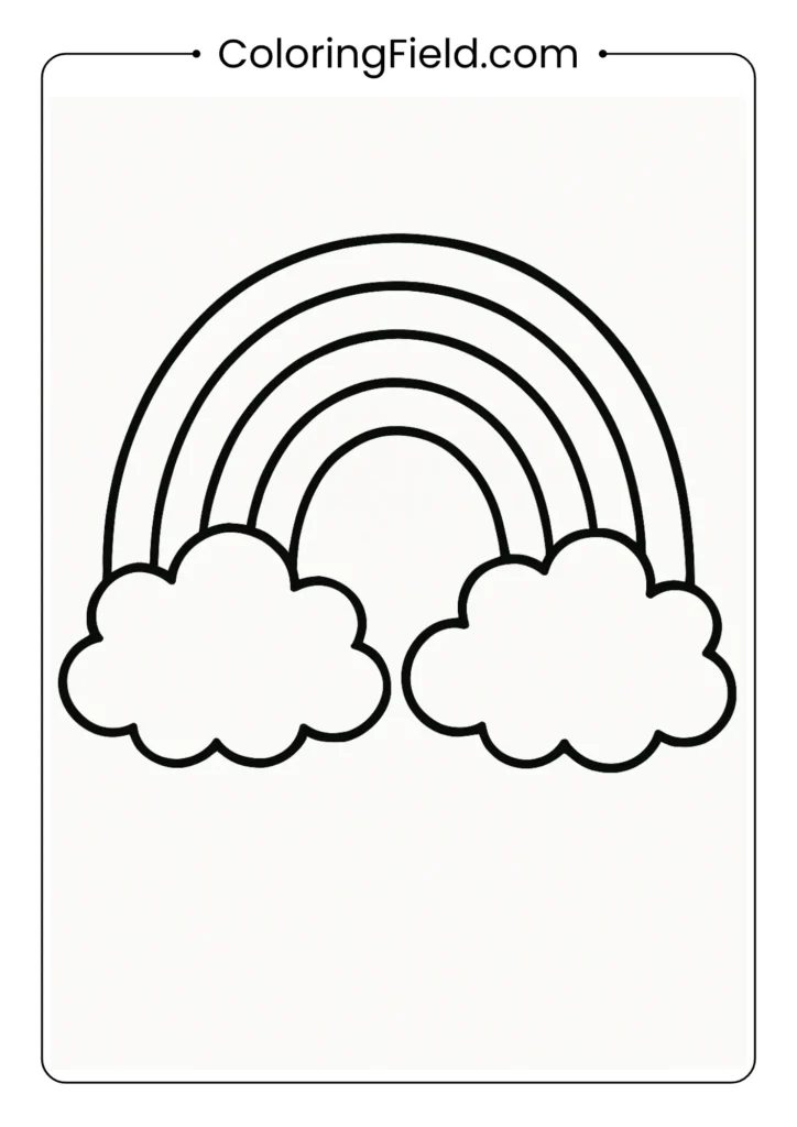 A vibrant rainbow stretches gracefully over a sky filled with soft, fluffy clouds.