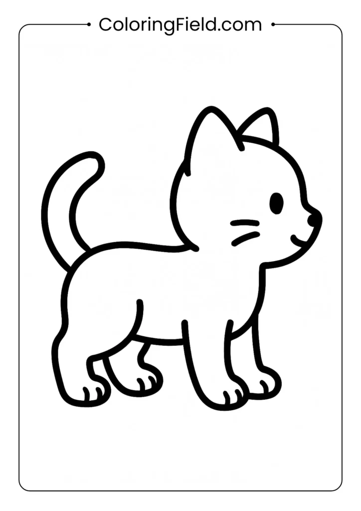 Side view of standing kitten.