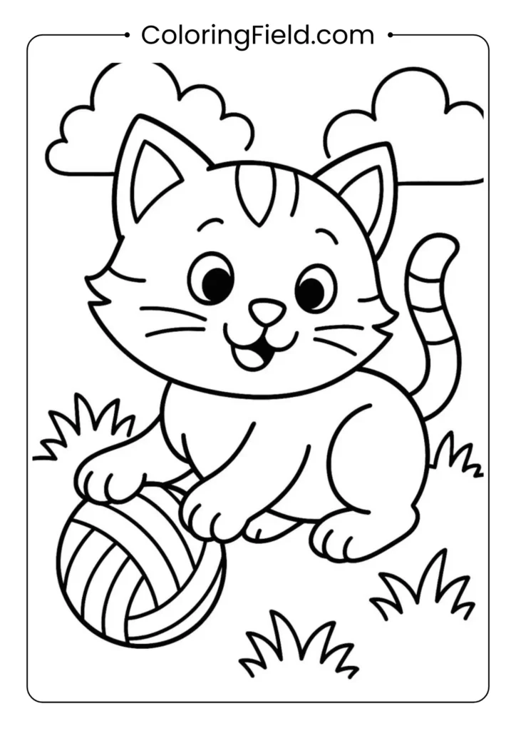 Playful kitten batting at a ball.