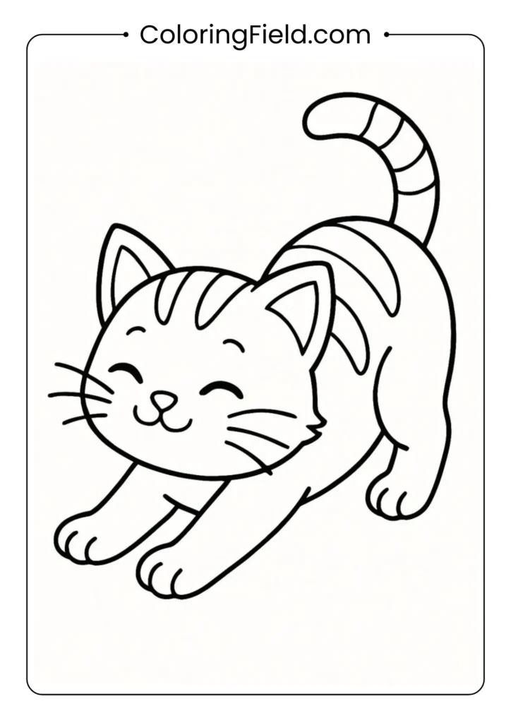 Cute kitten stretching its body playfully.