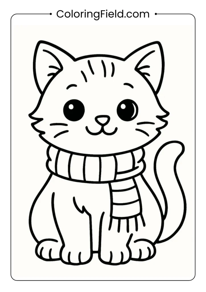 Cute kitten wrapped in a cozy scarf.