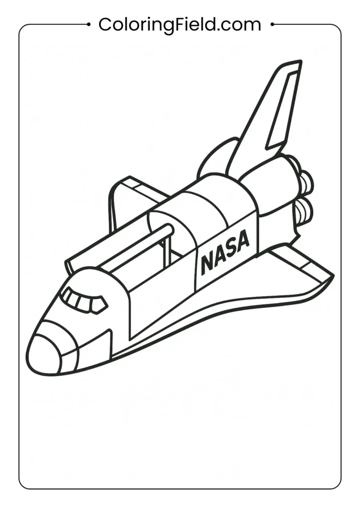 NASA Space Shuttle with cargo bay doors open for coloring activity
