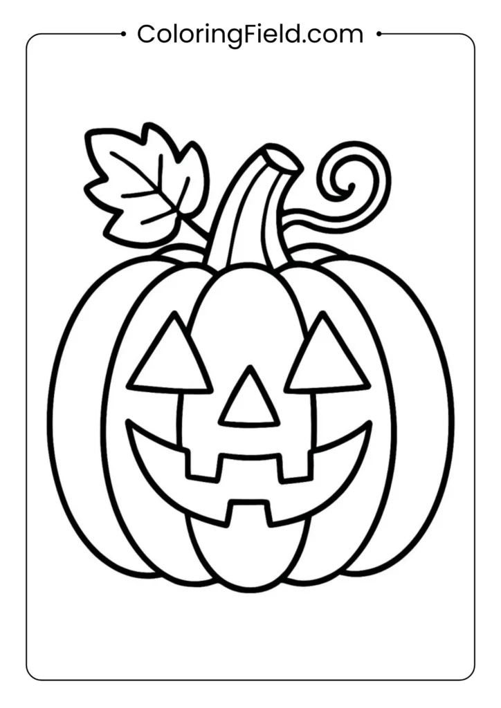 Pumpkin coloring page featuring a simple, classic pumpkin design perfect for autumn and Halloween coloring fun.